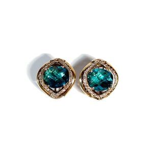FB Sterling Silver 10k Gold Glass Earrings